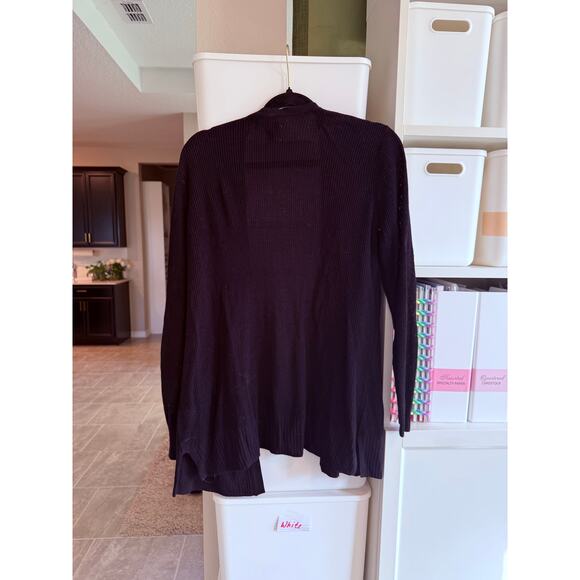 Nine West Black Rib Knit Open Cardigan Women L - A002 - Picture 3 of 6